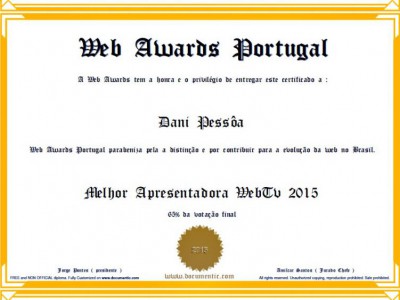 Apresentadora Dani Pessôa recebe Premiação